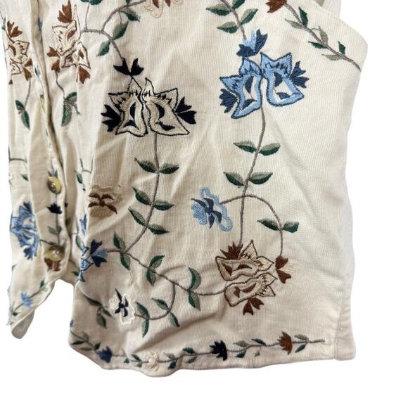 Summit Hill Womens Embroidered Vintage Floral Vest Ivory Womens 90ss sz M - Picture 9 of 16